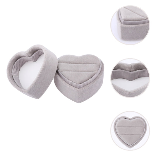 Unique Bargains Velvet Ring Box Jewelry Storage Holder Gray
