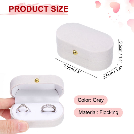 Unique Bargains Velvet Small Travel Jewelry Case Mini Ring Holder Organizer Grey
