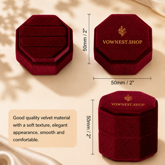 3 Pcs Octagon Velvet Wedding Ring Box