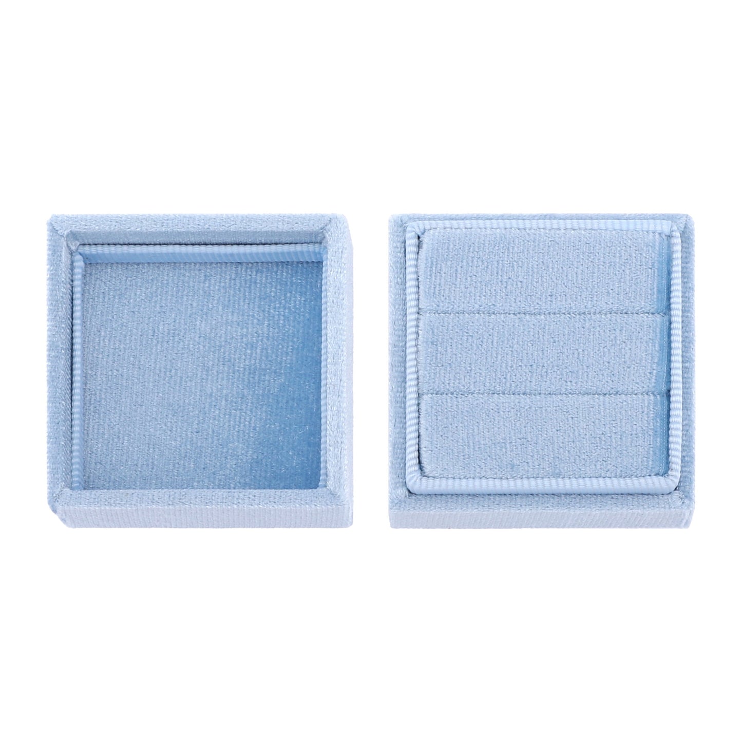 Unique Bargains Velvet Square Ring Box Storage for Proposal Light Blue