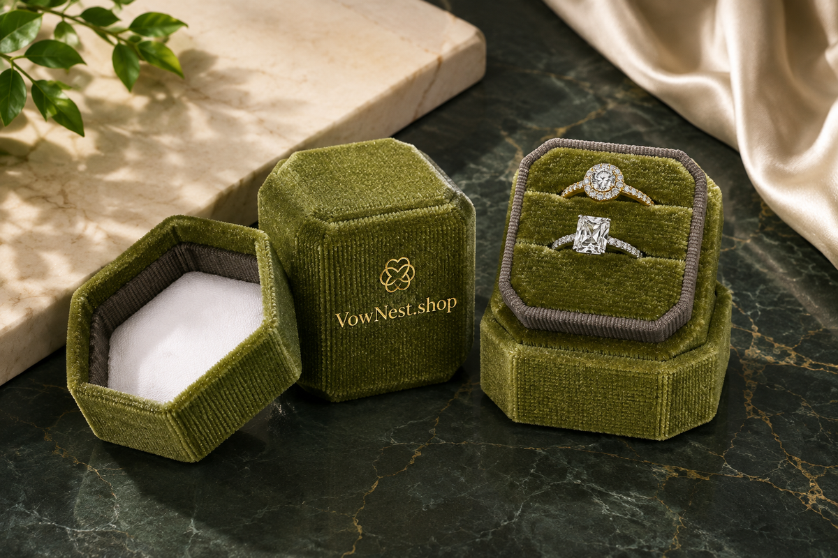 Velvet Double Slot Ring Box