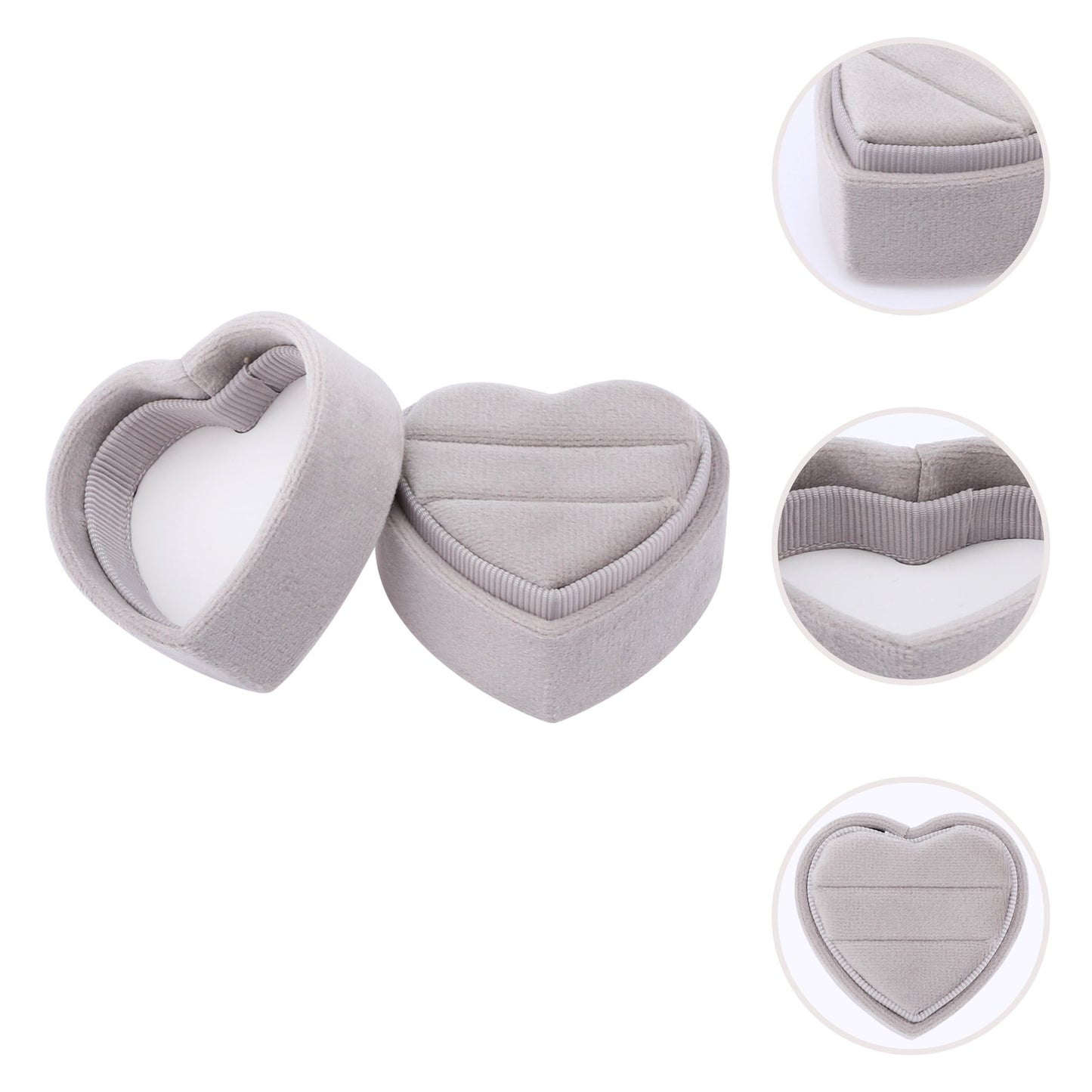 Unique Bargains Velvet Ring Box Jewelry Storage Holder Gray