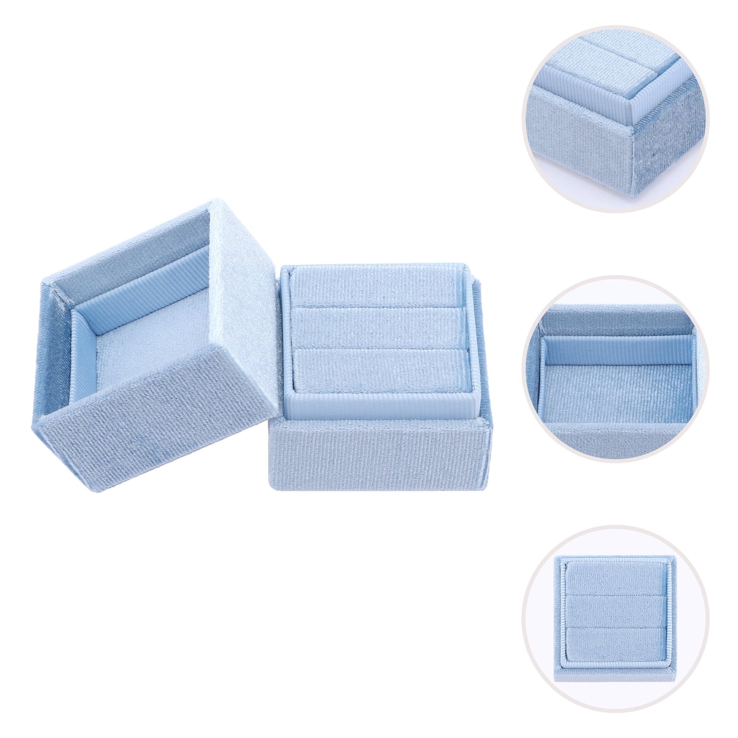 Unique Bargains Velvet Square Ring Box Storage for Proposal Light Blue
