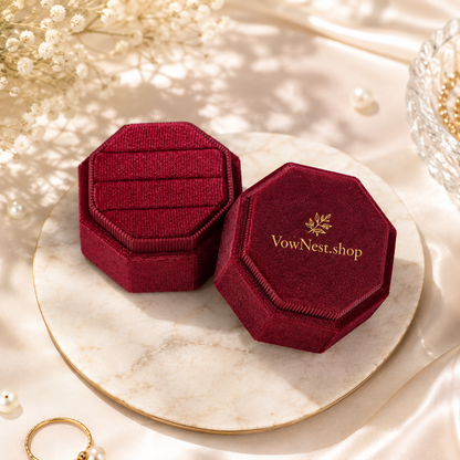 Octagon Velvet Wedding Ring Box