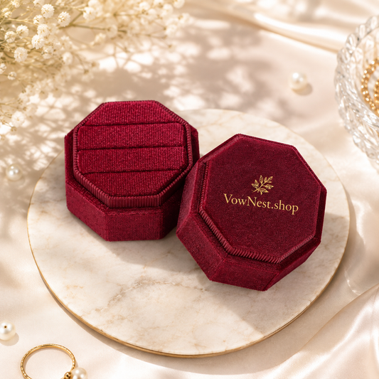 Octagon Velvet Wedding Ring Box