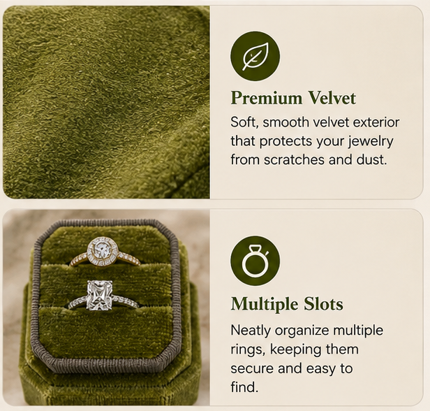 Velvet Double Slot Ring Box