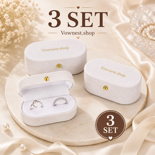 3 Pcs Velvet Mini Travel Jewelry Case