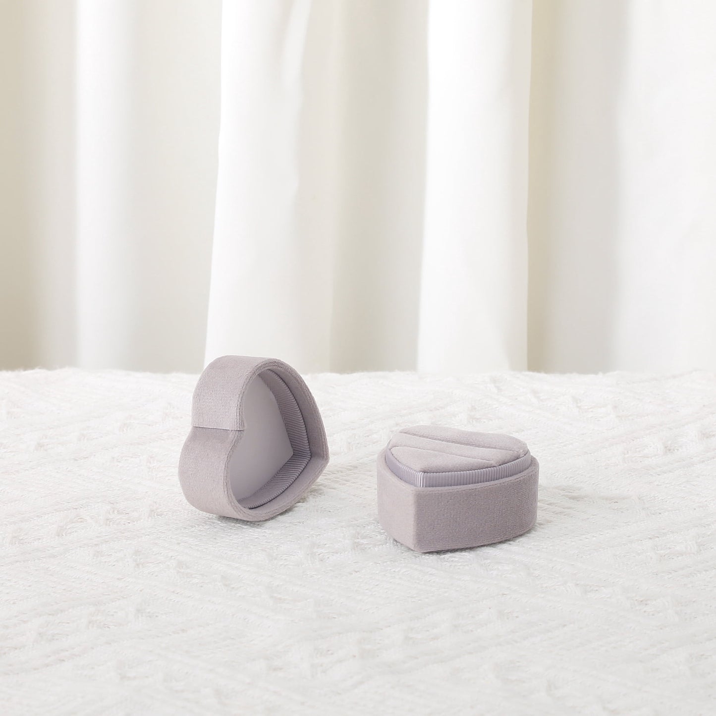 Unique Bargains Velvet Ring Box Jewelry Storage Holder Gray