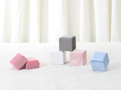 Unique Bargains Velvet Square Ring Box Storage for Proposal Light Blue