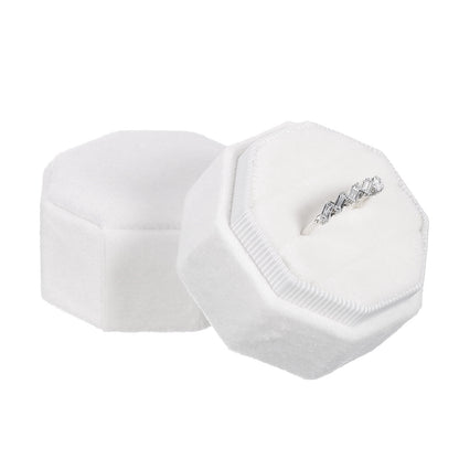 Unique Bargains Octagon Velvet Ring Box for Wedding Rings Red