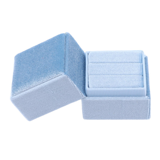 Unique Bargains Velvet Square Ring Box Storage for Proposal Light Blue